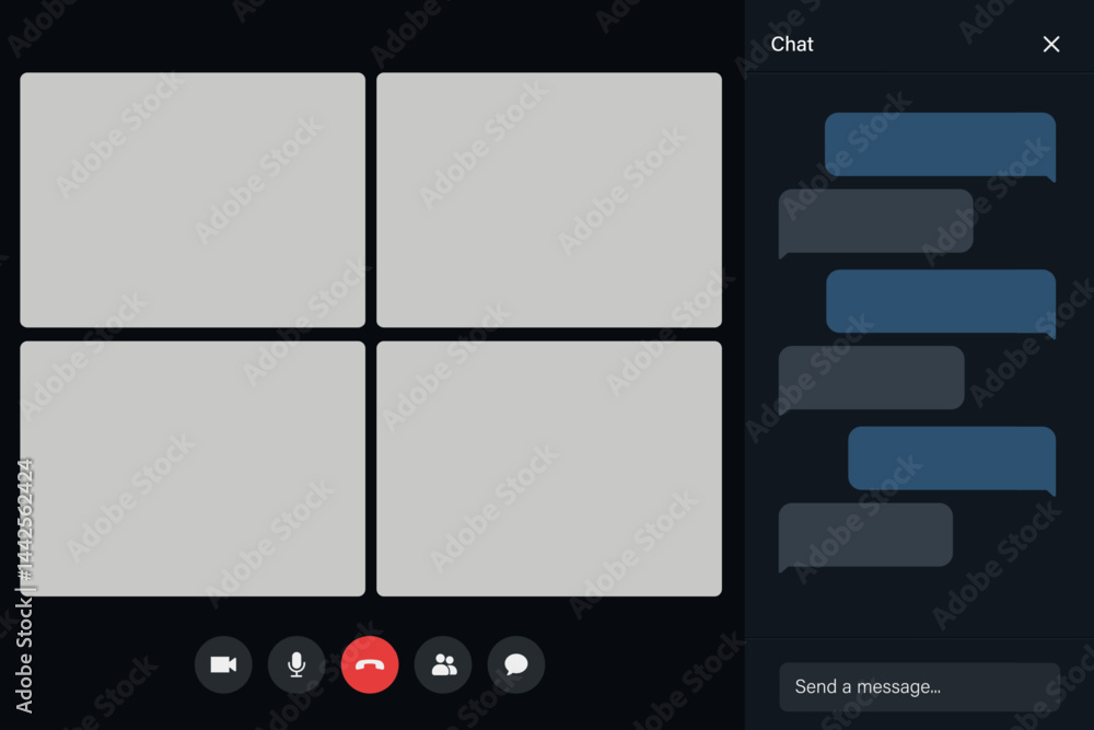Video Conference Interface with Participants and Chat Features