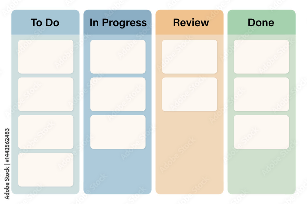 Project Management Board with Kanban Style Task Organization