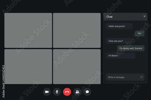 Obraz na płótnie Video Conference Interface with Participants and Chat Features w salonie