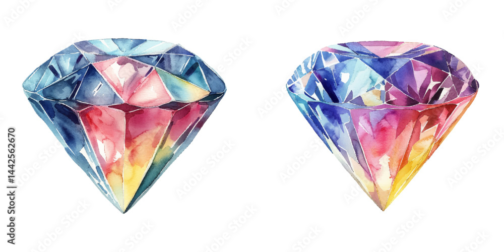 Fototapeta premium beautiful diamond watercolor vector illustration