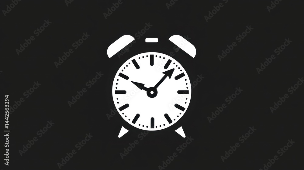 Minimalist vector white clock isolated against a black background Minimalist vector white clock isolated against a black background