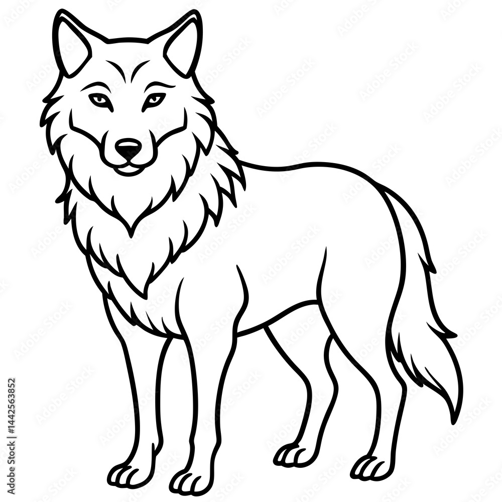 Fototapeta premium Elegant Wolf Outline Illustration