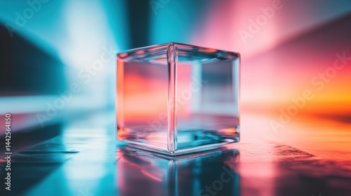 Wallpaper Mural A Clear Glass Cube Illuminated With Vibrant Colorful Lighting Torontodigital.ca