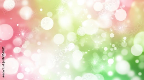 Soft, dreamy bokeh background with pink, green and white lights.