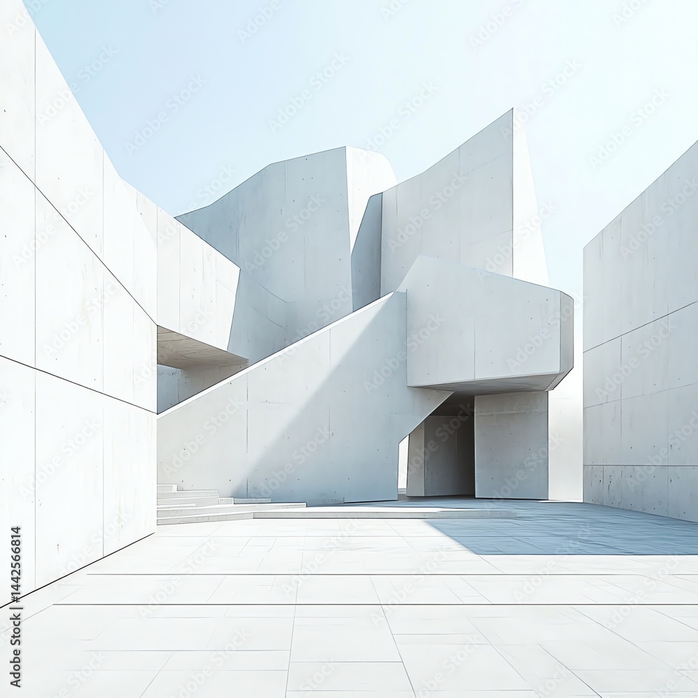 Modern White Concrete Building Architecture Modern White Concrete Building Architecture