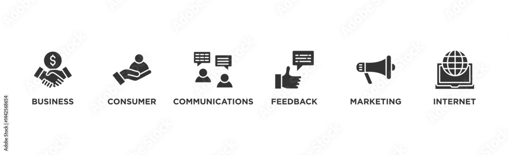 B2C banner web icon illustration concept business to consumer concept of marketing with communications, feedback, marketing, and internet icon B2C banner web icon illustration concept business to consumer concept of marketing with communications, feedback, marketing, and internet icon