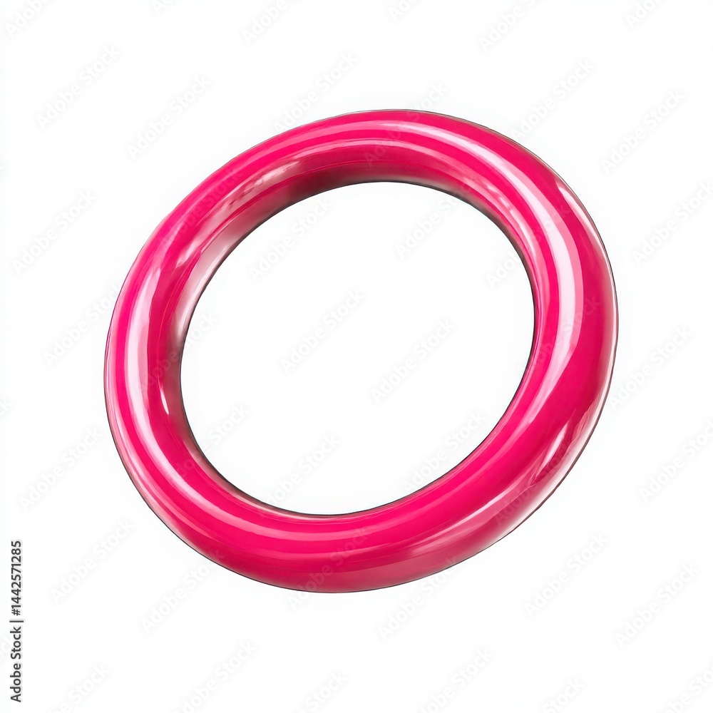 A glossy pink ring isolated on white background A glossy pink ring isolated on white background