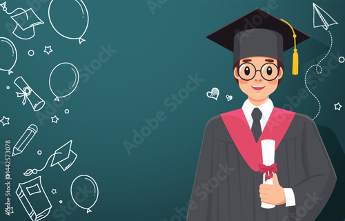 Graduate in Graduation Cap and Diploma