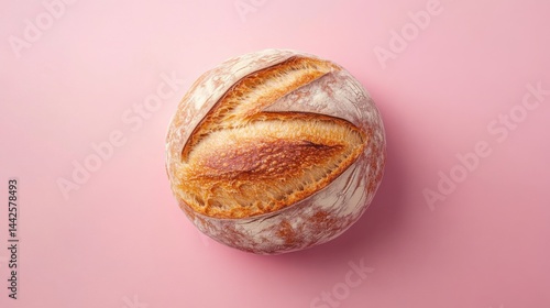 Wallpaper Mural A sourdough boule with artistic scoring placed on a soft pink background  Torontodigital.ca
