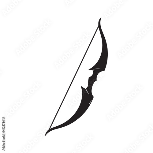 Accurate Longbow silhouette, focused and elegant design – Longbow illustration – Minimalist Longbow vector – Weapon silhouette

