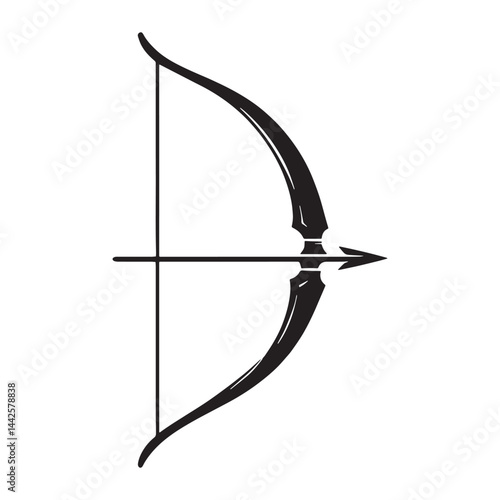 Heroic Longbow silhouette, ready for epic fantasy quests – Longbow illustration – Minimalist Longbow vector – Weapon silhouette


