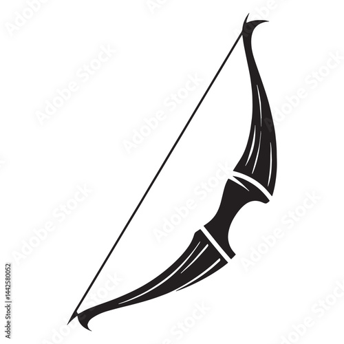 Tactical Longbow silhouette, accuracy embodied in minimalist form – Longbow illustration – Minimalist Longbow vector – Weapon silhouette

