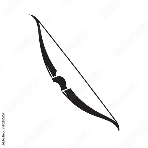 Powerful Longbow silhouette, ideal for historical and fantasy themes – Longbow illustration – Minimalist Longbow vector – Weapon silhouette

