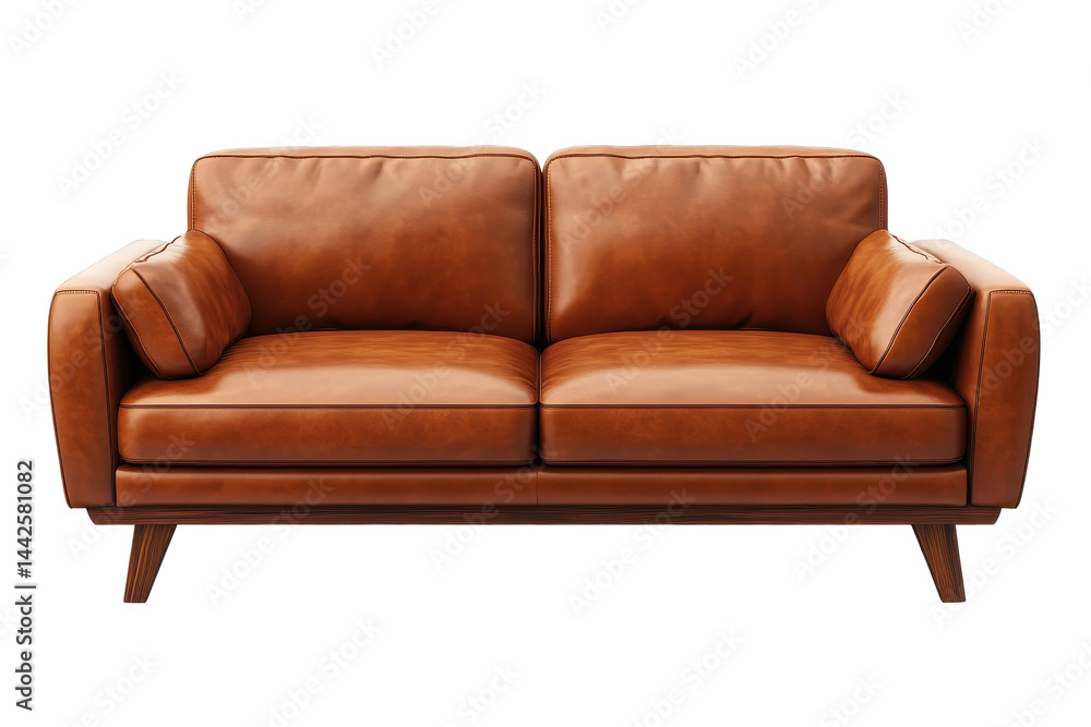 Fototapeta premium Isolated Stylish Brown Leather Sofa