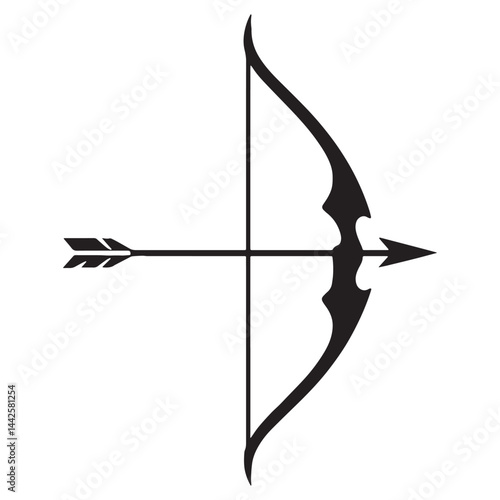 Classic Longbow silhouette, a timeless archer’s weapon – Longbow illustration – Minimalist Longbow vector – Weapon silhouette

