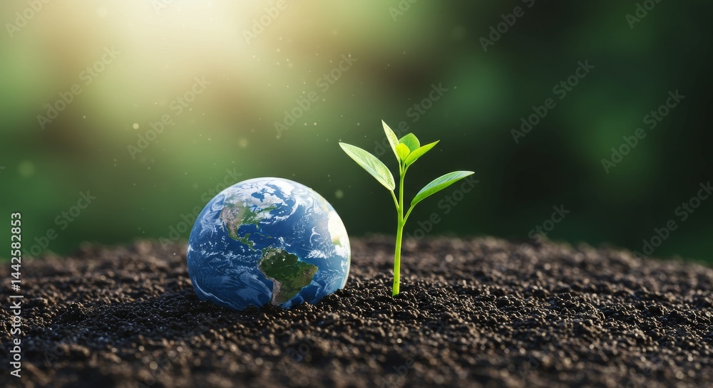 Earth rests by sprout in rich soil Earth rests by sprout in rich soil