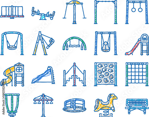 playground park outdoor play icons hand drawn