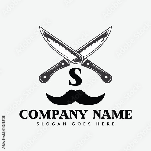 Salon and Hair Cutting Logo on Letter S Sign. Barber Shop Icon with Logotype Concept