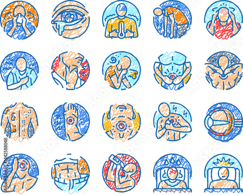disease health heart icons hand drawn