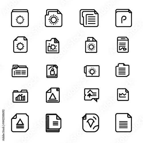 書類とクラウドデータのアイコンセット｜Document and Cloud Data Icon Set