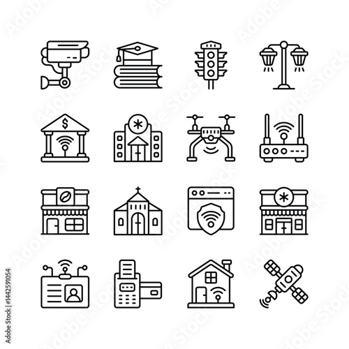 Get this amazing collection of smart city linear icons, ready for premium use