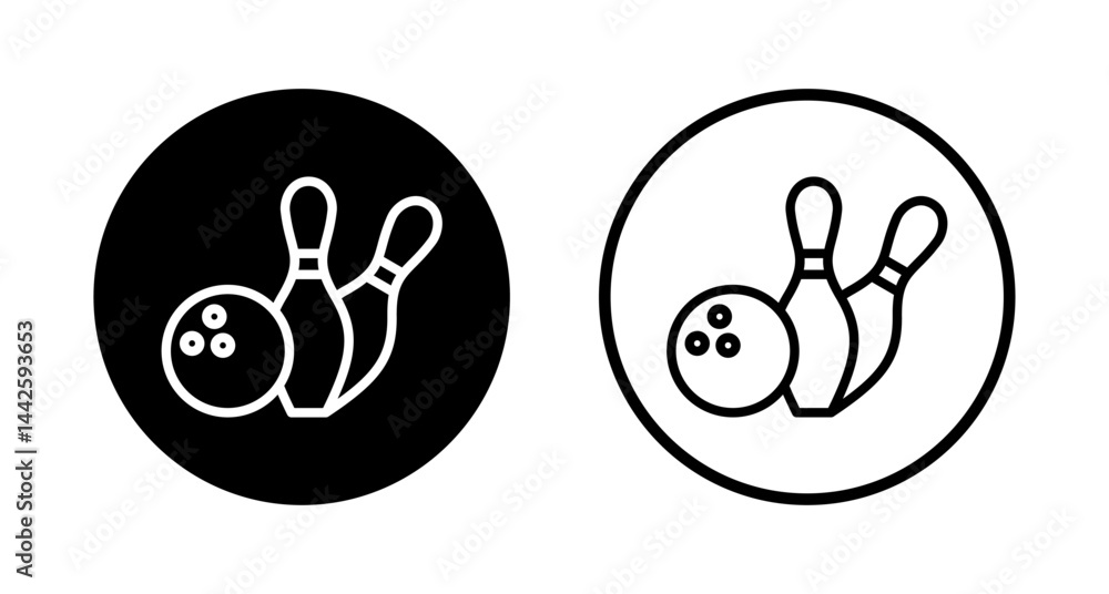 Fototapeta premium Bowling icon logo design. bowling ball and pin sign and symbol.