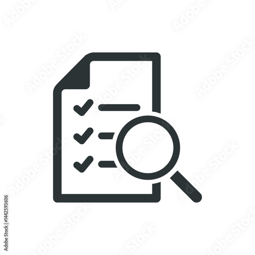 Document search icon. Solid glyph series icon