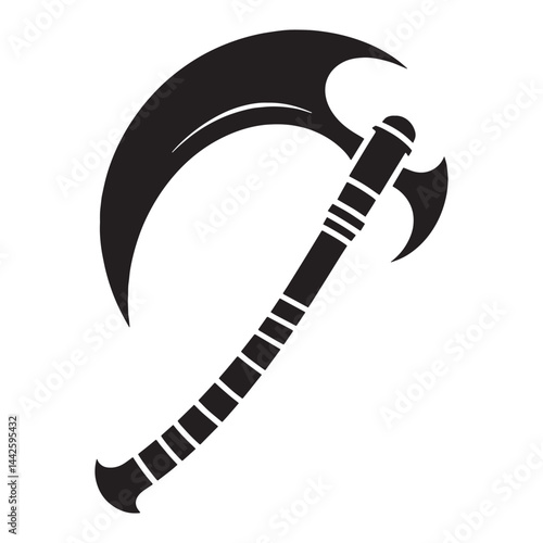 Tactical Halberd silhouette, designed for both thrust and strike – Halberd illustration – Minimalist Halberd vector – Weapon silhouette

