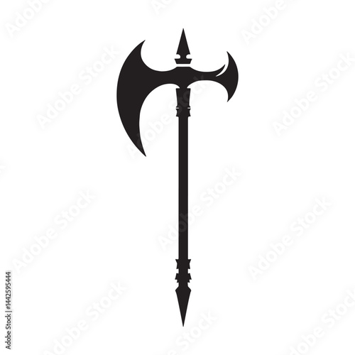 Vintage Halberd silhouette, elegant and deadly – Halberd illustration – Minimalist Halberd vector – Weapon silhouette

