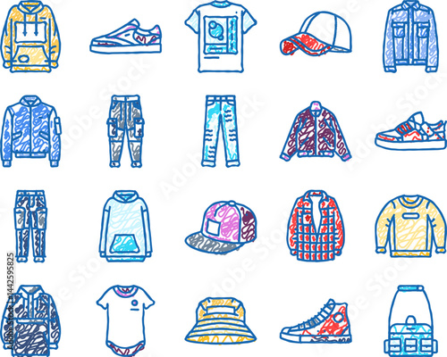 streetwear cloth fashion urban icons hand drawn