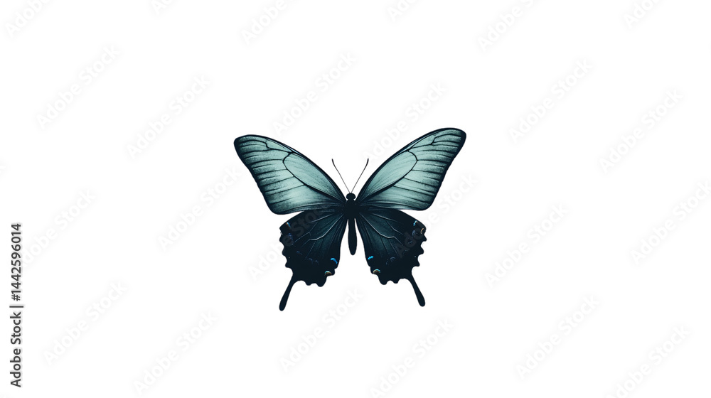 Obraz premium Elegant Simple Butterfly Silhouette on White Background for Creative Designs