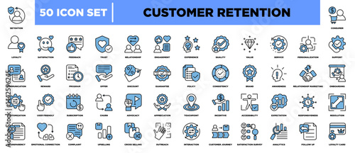 Customer Retention Iconset Blue Black