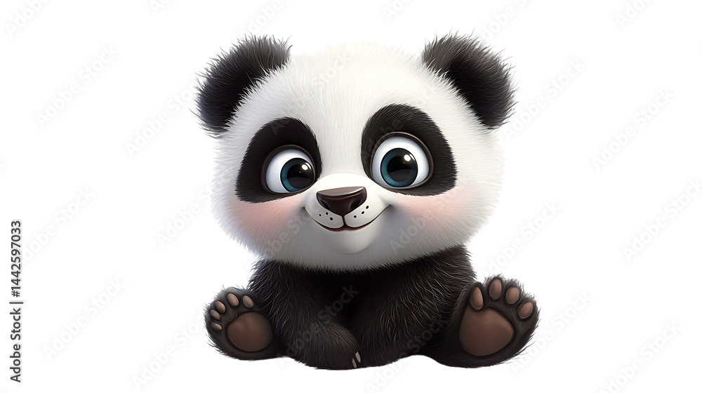 Cute cartoon panda with big eyes and fluffy fur. Cute cartoon panda with big eyes and fluffy fur.
