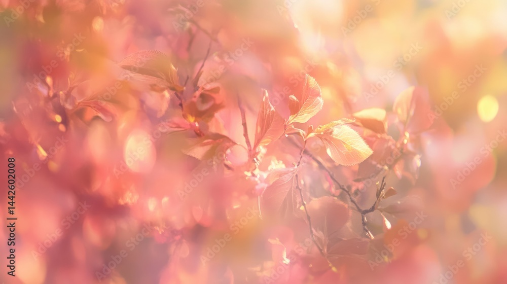 Fototapeta premium Beautiful warm and soft autumn foliage with natural light shining through