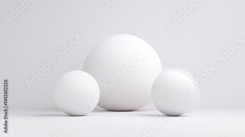 Three white spheres in a minimalist setting