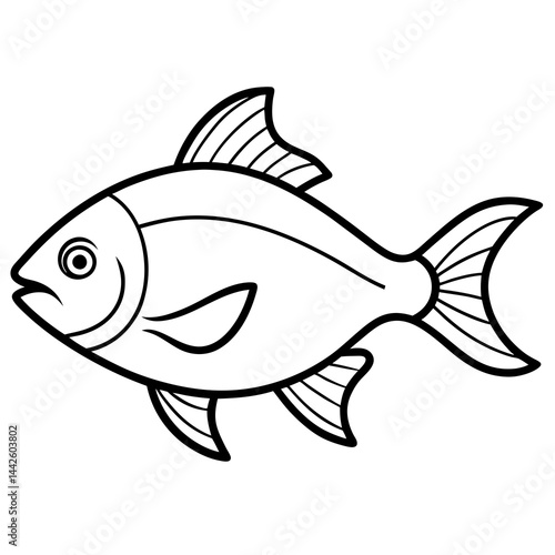 Elegant Piranha Outline Vector Design