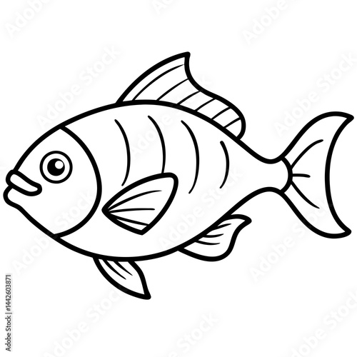 Elegant Piranha Outline Vector Design