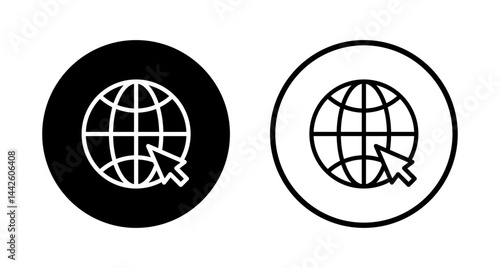Web icon logo design. go to web sign and symbol. web click icon. Global search icon