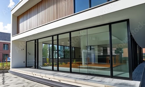 Wallpaper Mural Modern White Building with Large Reflective Windows Under Blue Sky During Day Torontodigital.ca