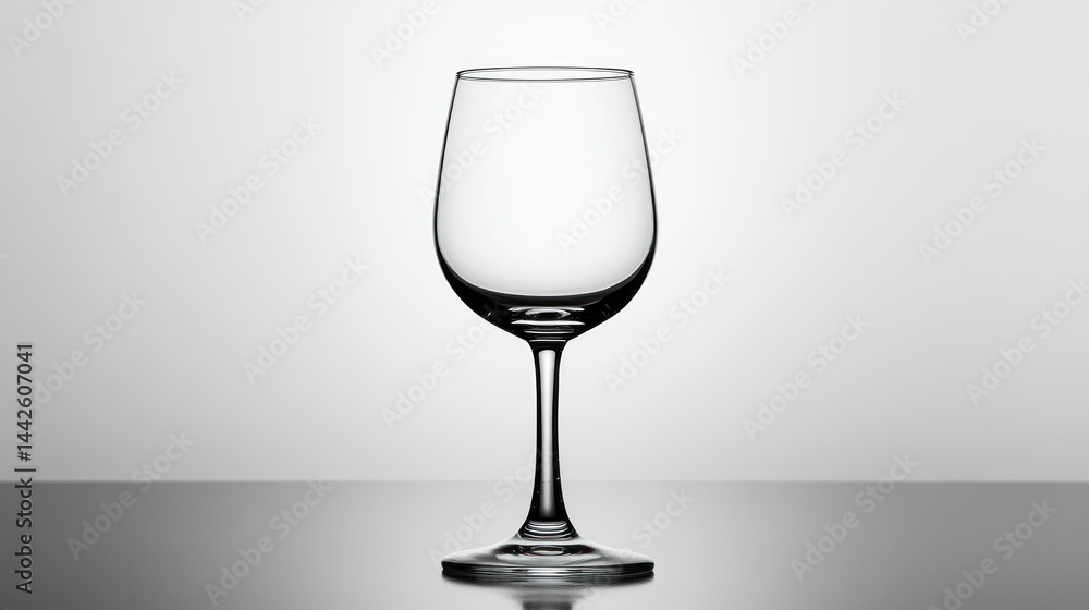A Clear Empty Wine Glass Presented On A Reflective Surface A Clear Empty Wine Glass Presented On A Reflective Surface