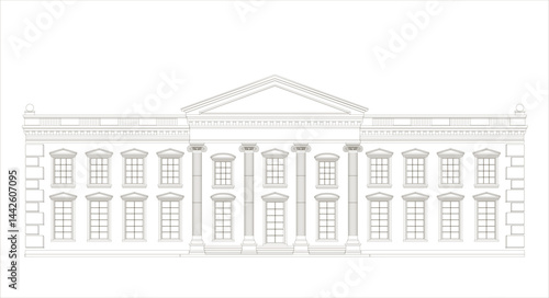 The facade of the classic building of the palace. White House.