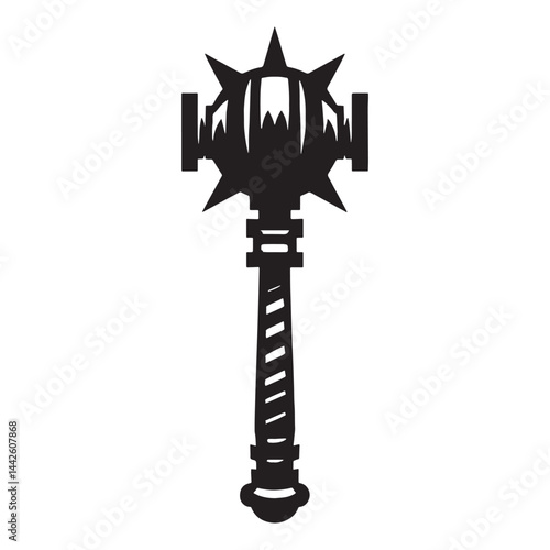 Iron Mace silhouette, forged for fearless hands – Mace illustration – Minimalist Mace vector – Weapon silhouette


