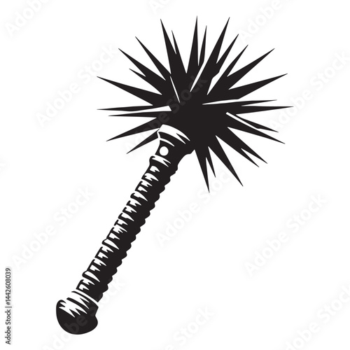 Heavy Mace silhouette, designed for crushing blows – Mace illustration – Minimalist Mace vector – Weapon silhouette

