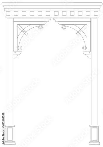 Classic wooden arch and pillars background