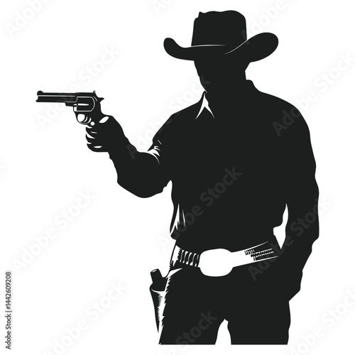 Cowboy with Revolver Silhouette