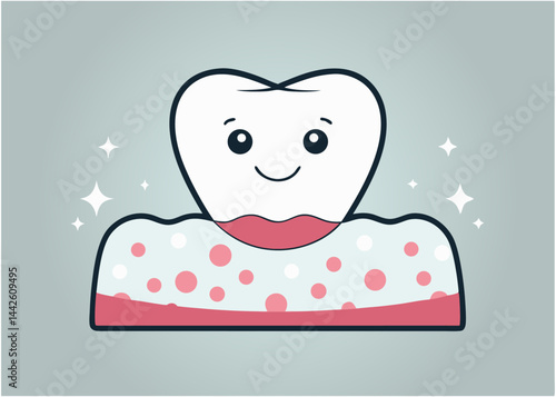 Happy Cartoon Tooth with Gums