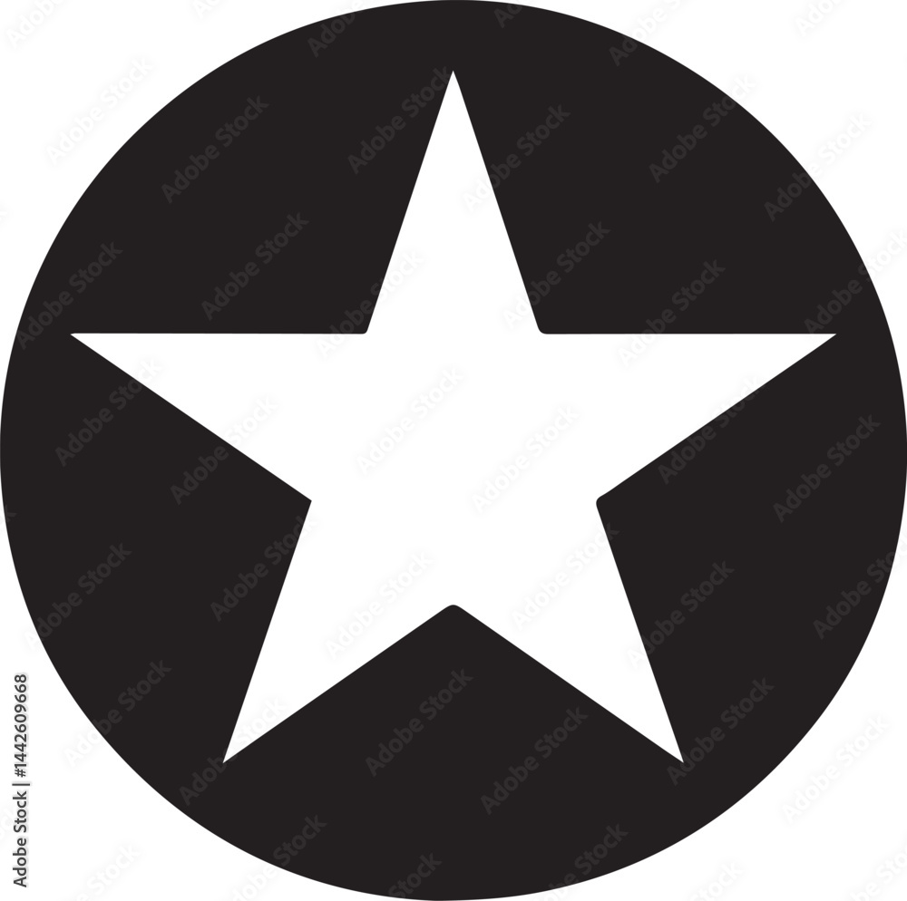 White Star Icon in Black Circle – Bold Vector Silhouette Design White Star Icon in Black Circle – Bold Vector Silhouette Design