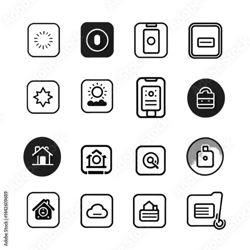 家と太陽のマップアイコン集｜Home and Sun Location Icon Set