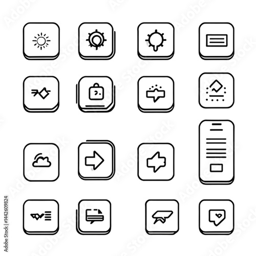 書類と太陽のアイコンセット｜Document and Sun Icon Set