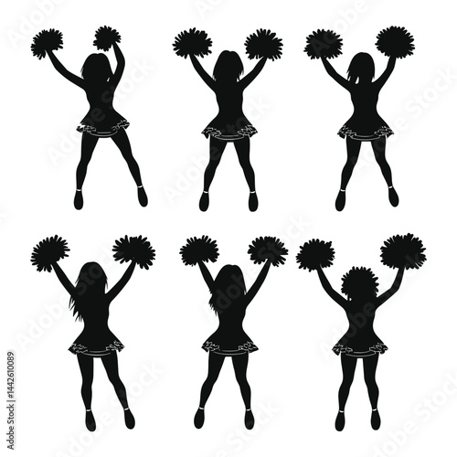 Cheerleading Team Silhouette Pose Set